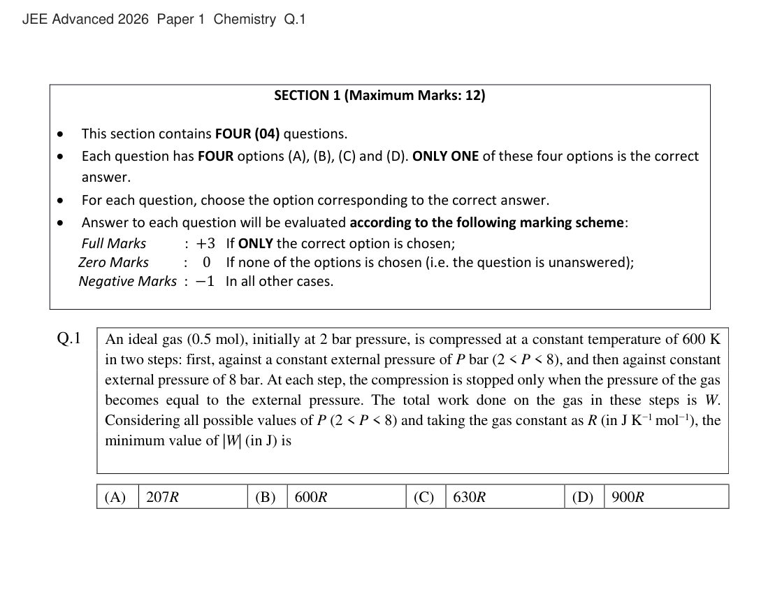 JEE Advanced 2026 Paper 1 Chemistry question 1