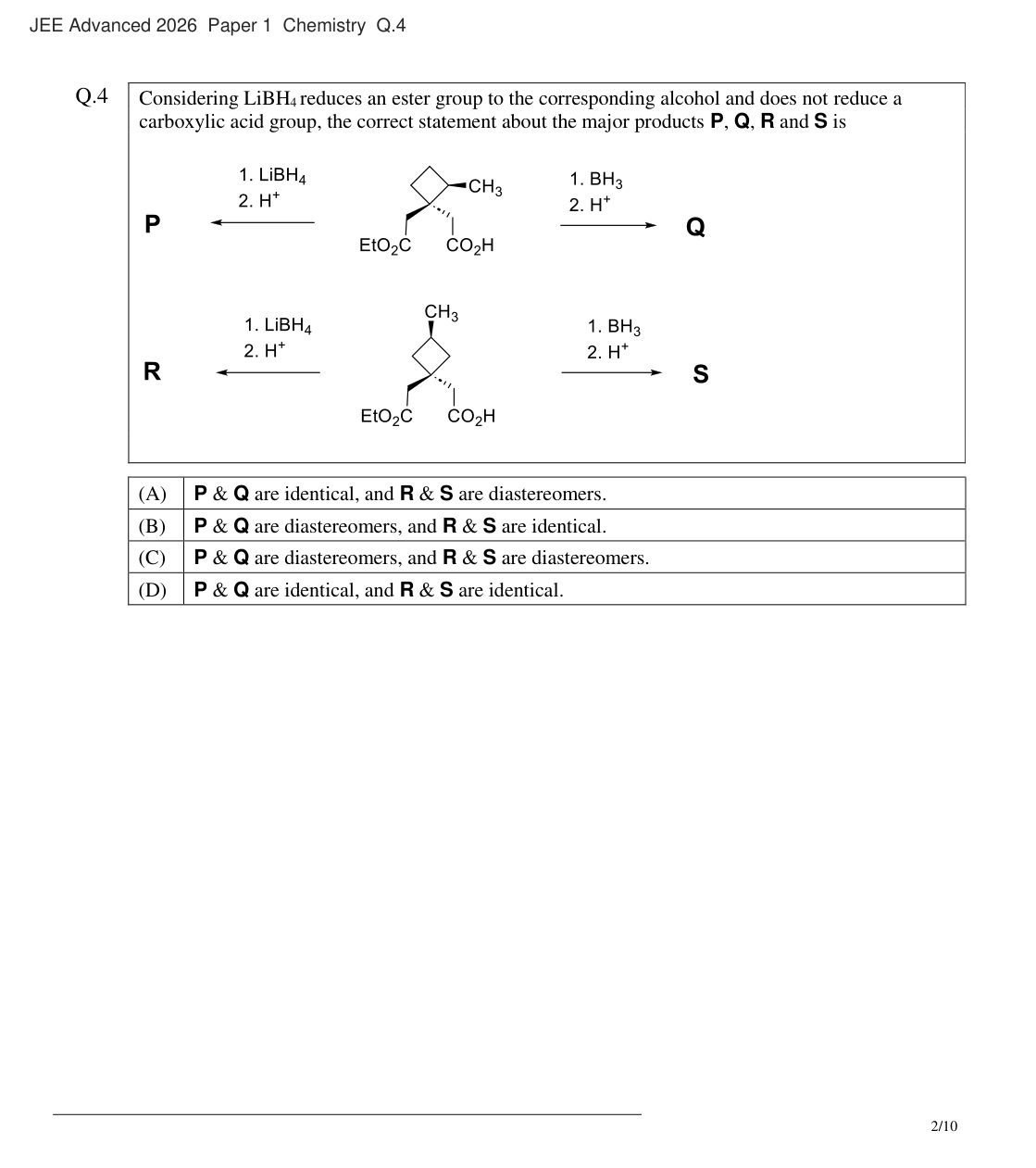 JEE Advanced 2026 Paper 1 Chemistry question 4