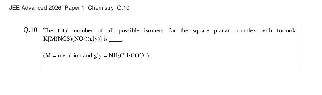 JEE Advanced 2026 Paper 1 Chemistry question 10