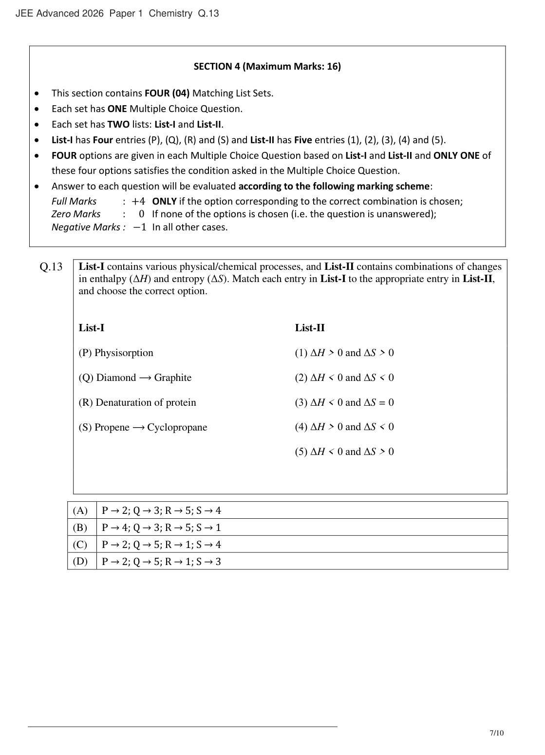 JEE Advanced 2026 Paper 1 Chemistry question 13
