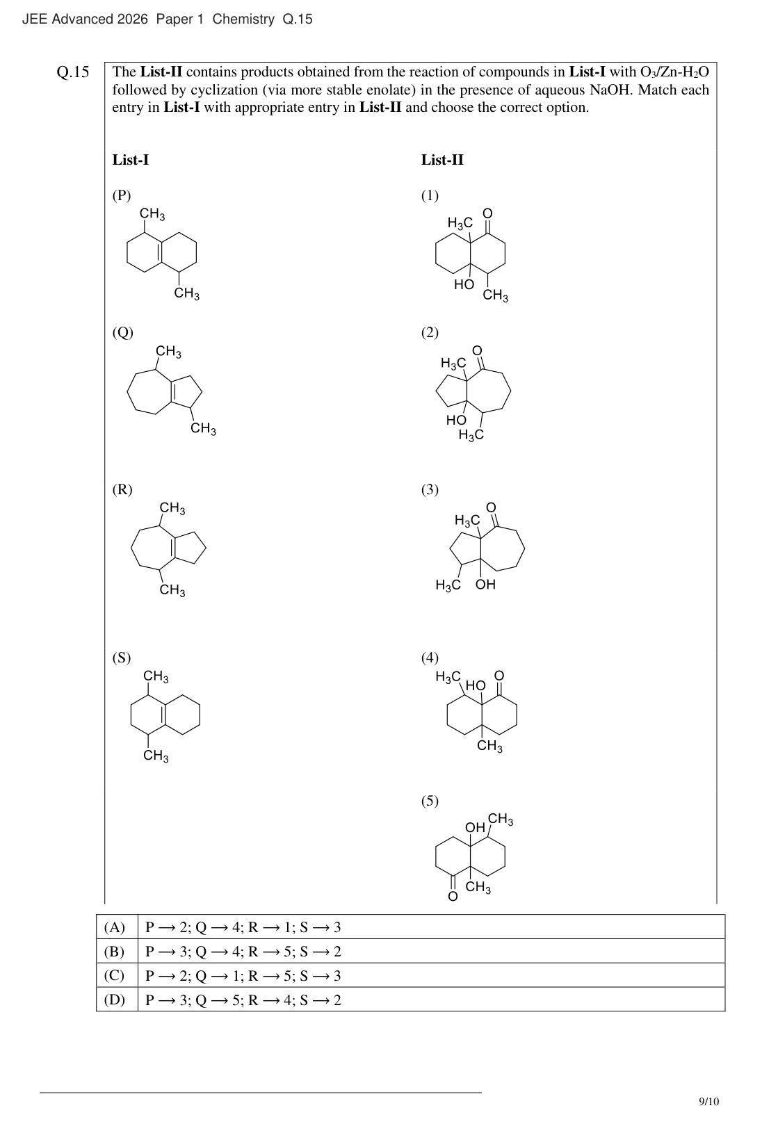 JEE Advanced 2026 Paper 1 Chemistry question 15