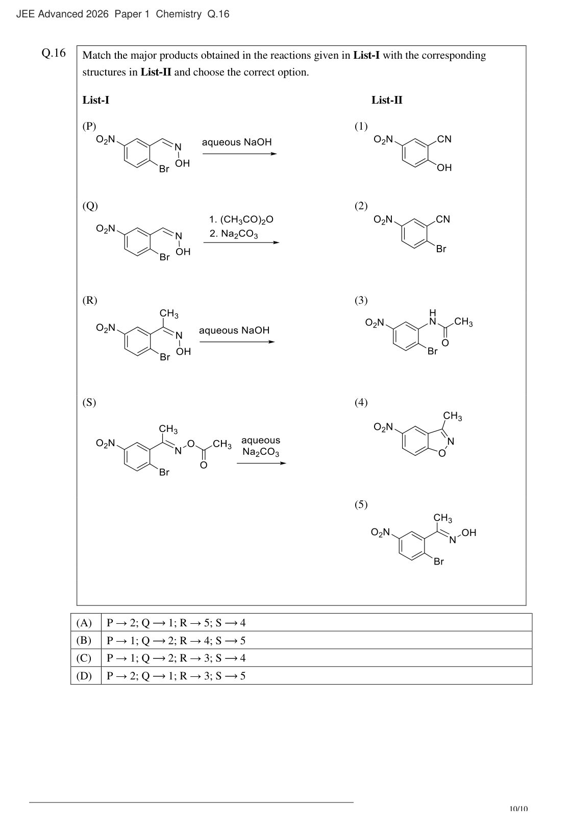 JEE Advanced 2026 Paper 1 Chemistry question 16