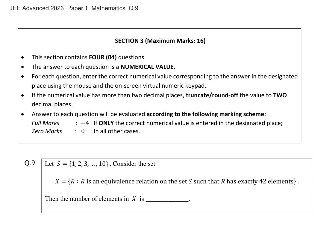 JEE Advanced 2026 Paper 1 Mathematics question 9