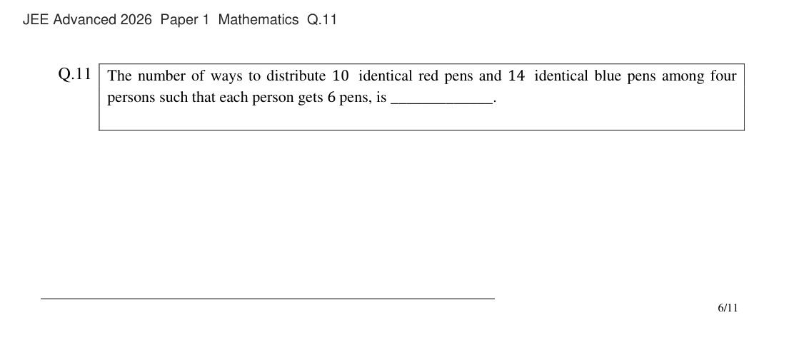 JEE Advanced 2026 Paper 1 Mathematics question 11