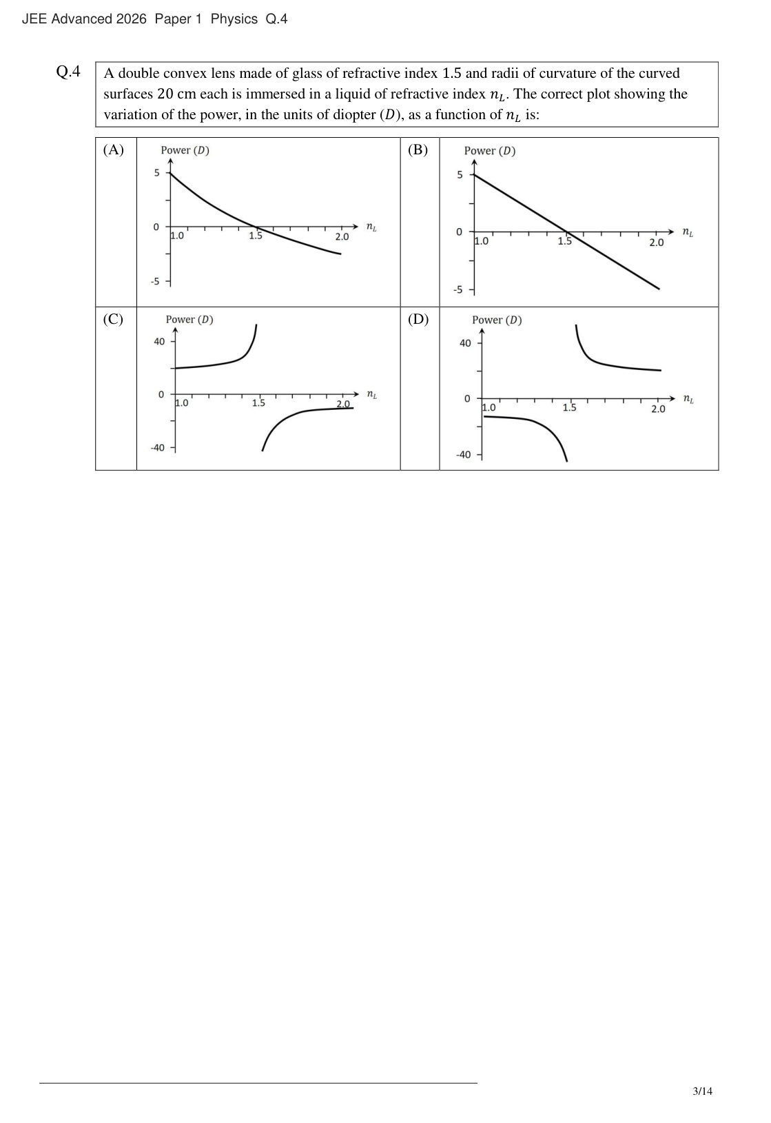 JEE Advanced 2026 Paper 1 Physics question 4