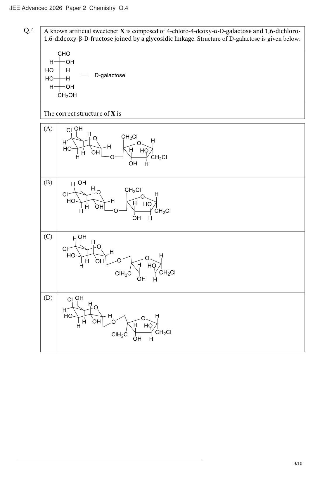 JEE Advanced 2026 Paper 2 Chemistry question 4