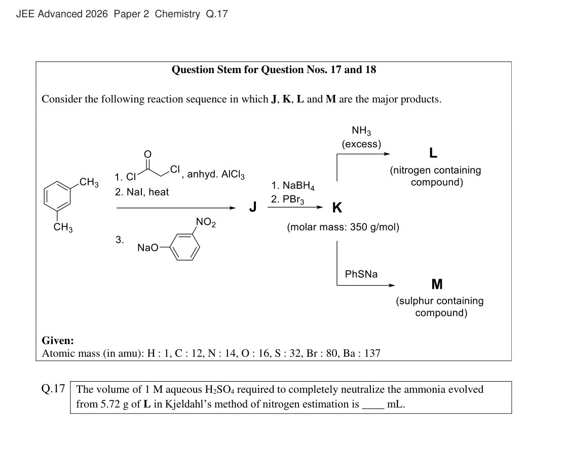 JEE Advanced 2026 Paper 2 Chemistry question 17
