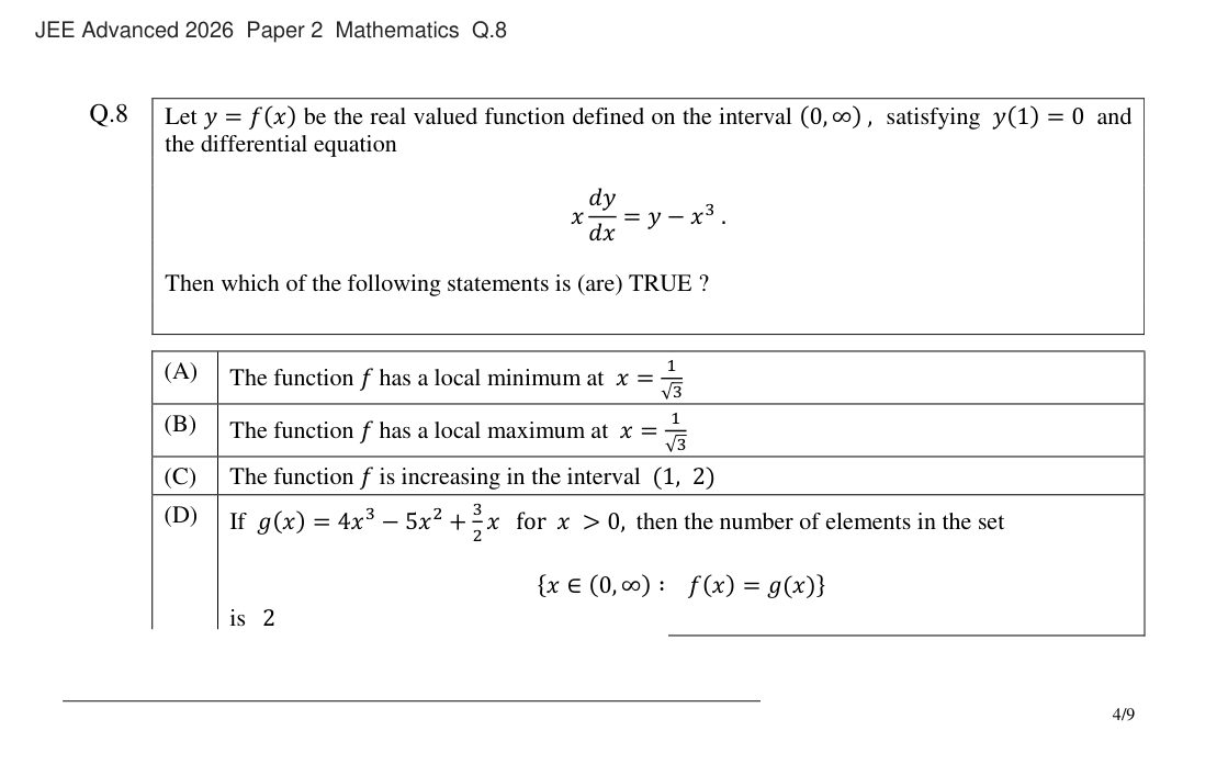 JEE Advanced 2026 Paper 2 Mathematics question 8