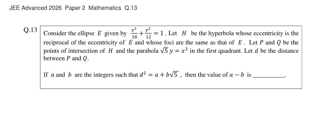 JEE Advanced 2026 Paper 2 Mathematics question 13