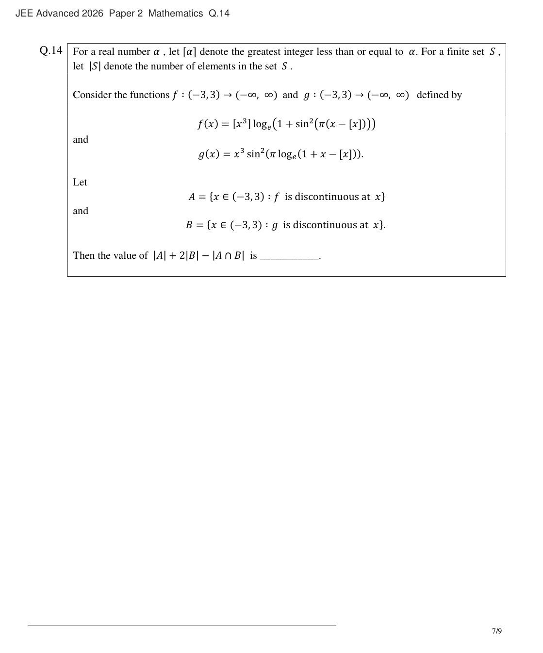 JEE Advanced 2026 Paper 2 Mathematics question 14