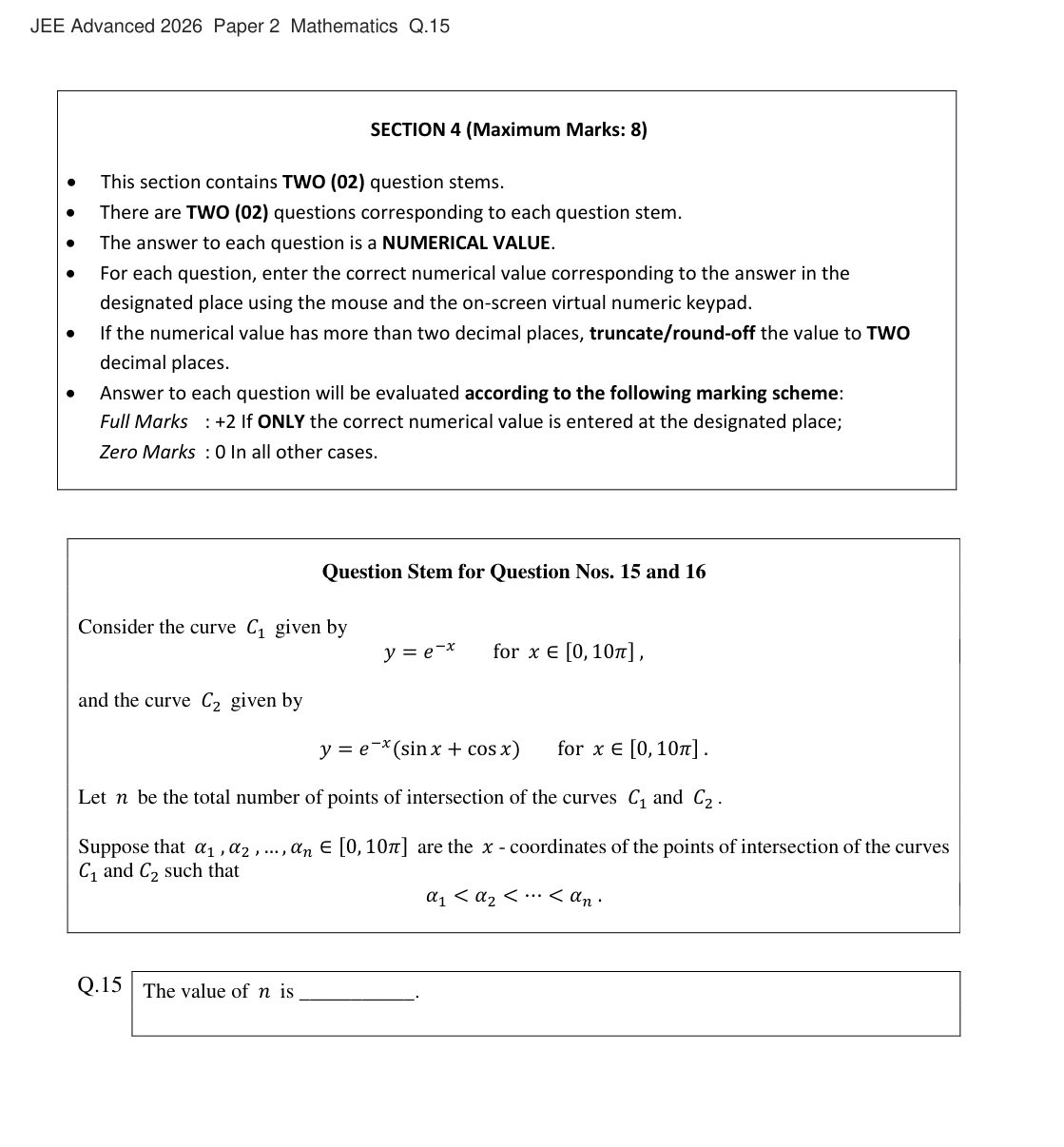 JEE Advanced 2026 Paper 2 Mathematics question 15
