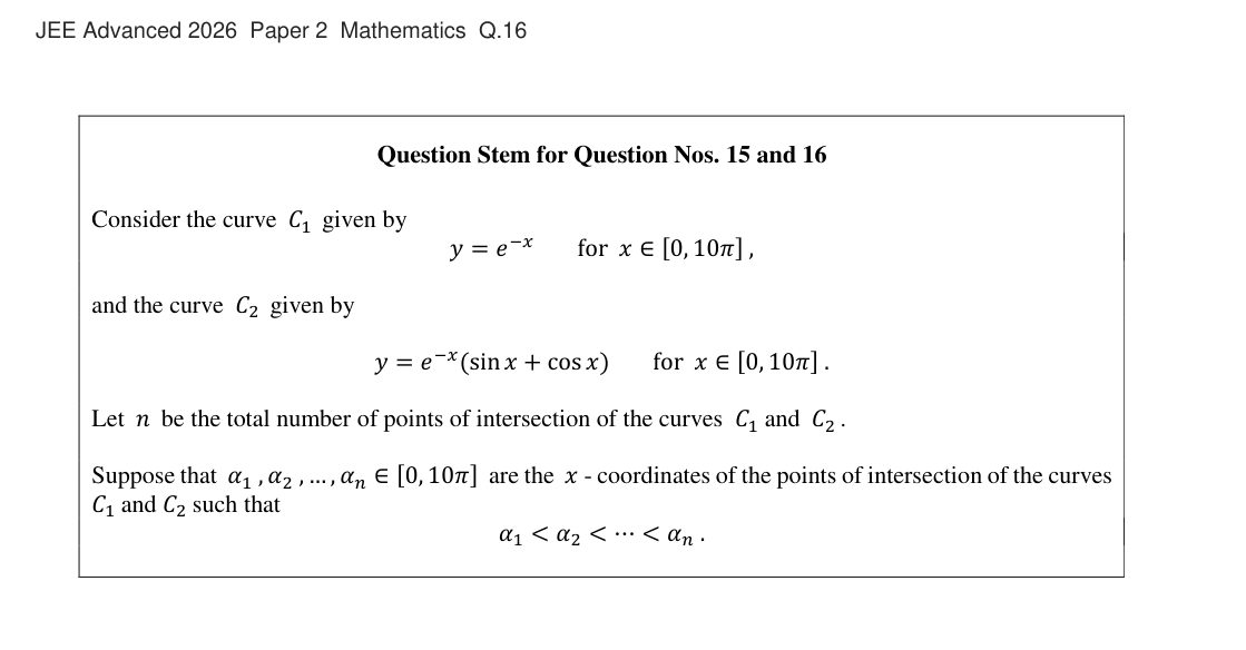 JEE Advanced 2026 Paper 2 Mathematics question 16, page 1