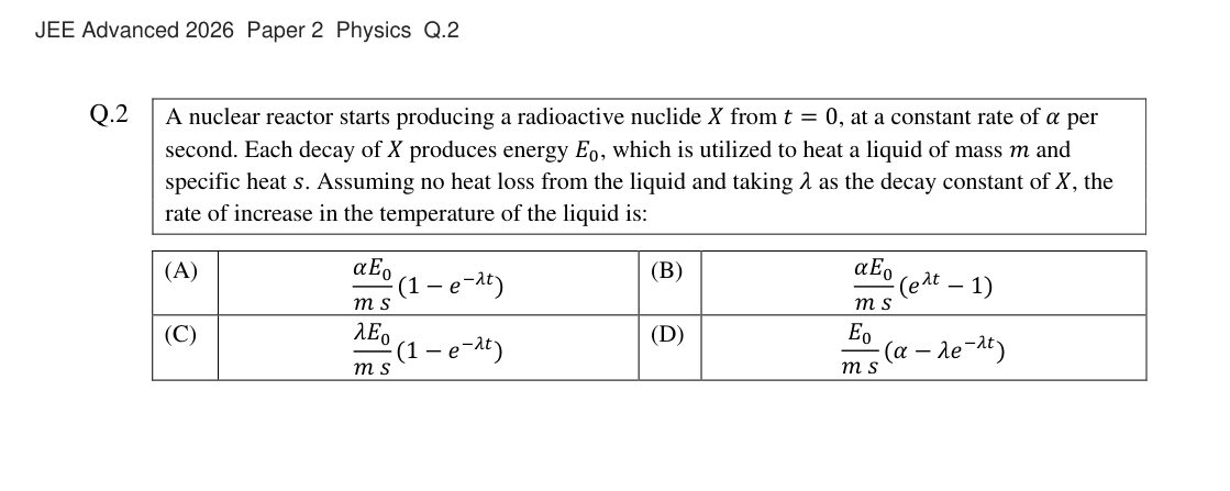 JEE Advanced 2026 Paper 2 Physics question 2