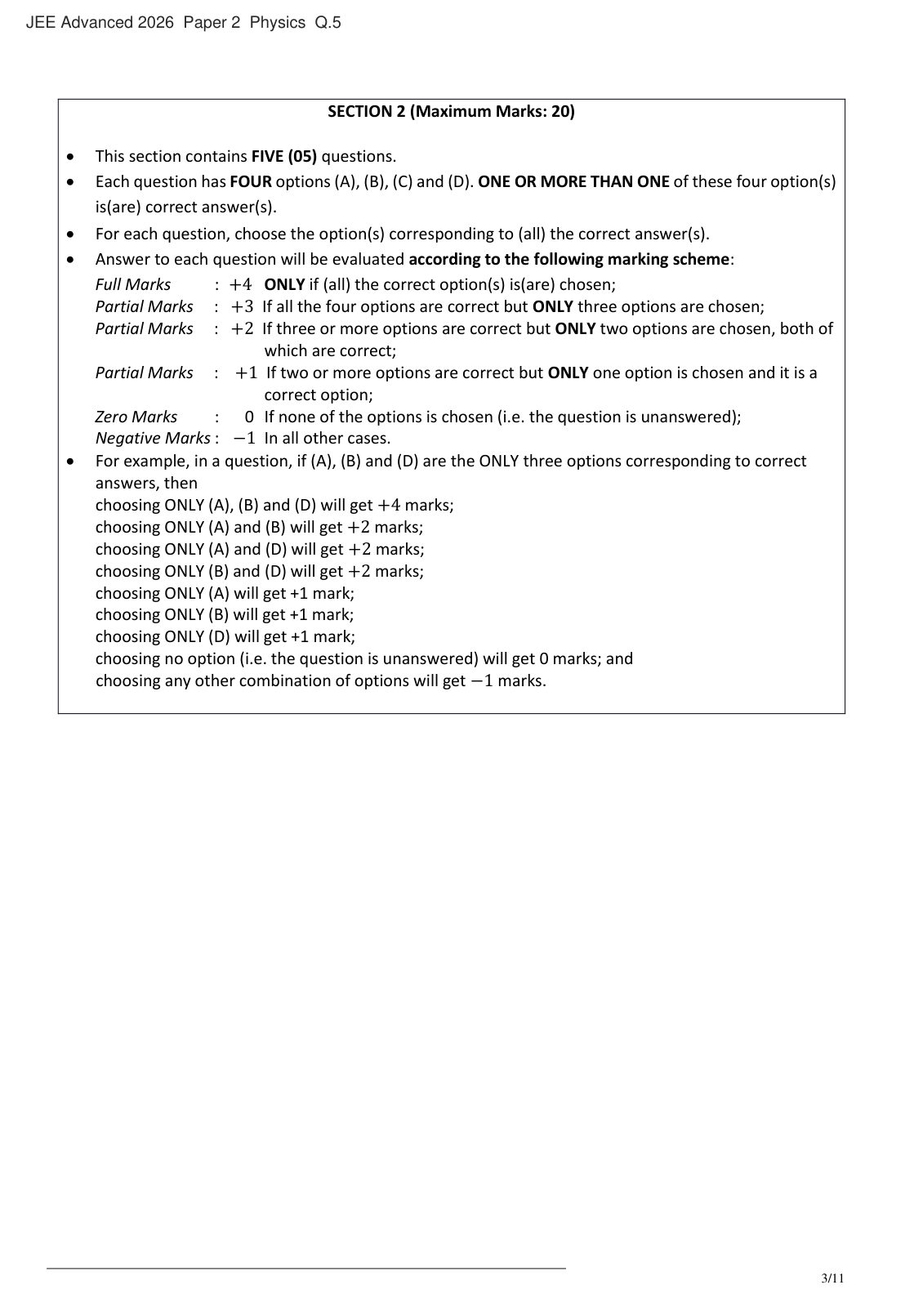 JEE Advanced 2026 Paper 2 Physics question 5, page 1