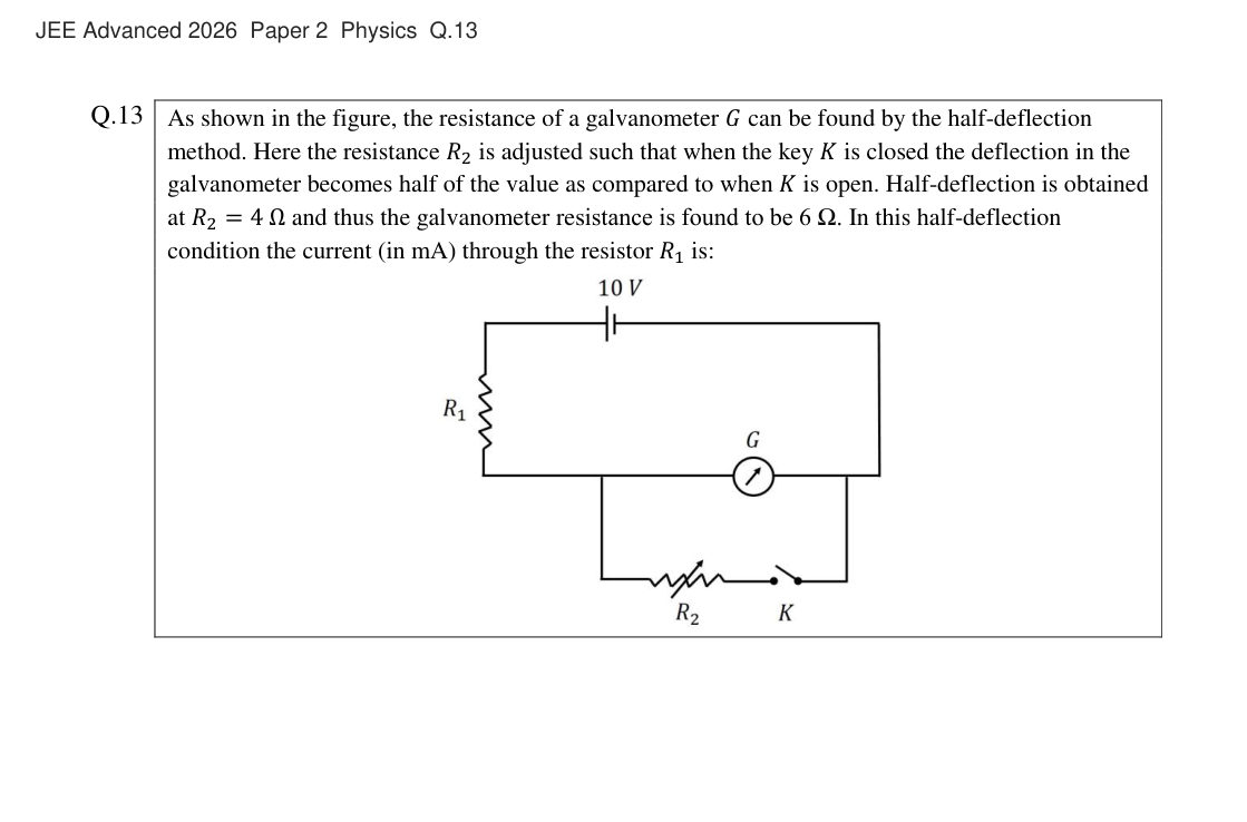 JEE Advanced 2026 Paper 2 Physics question 13