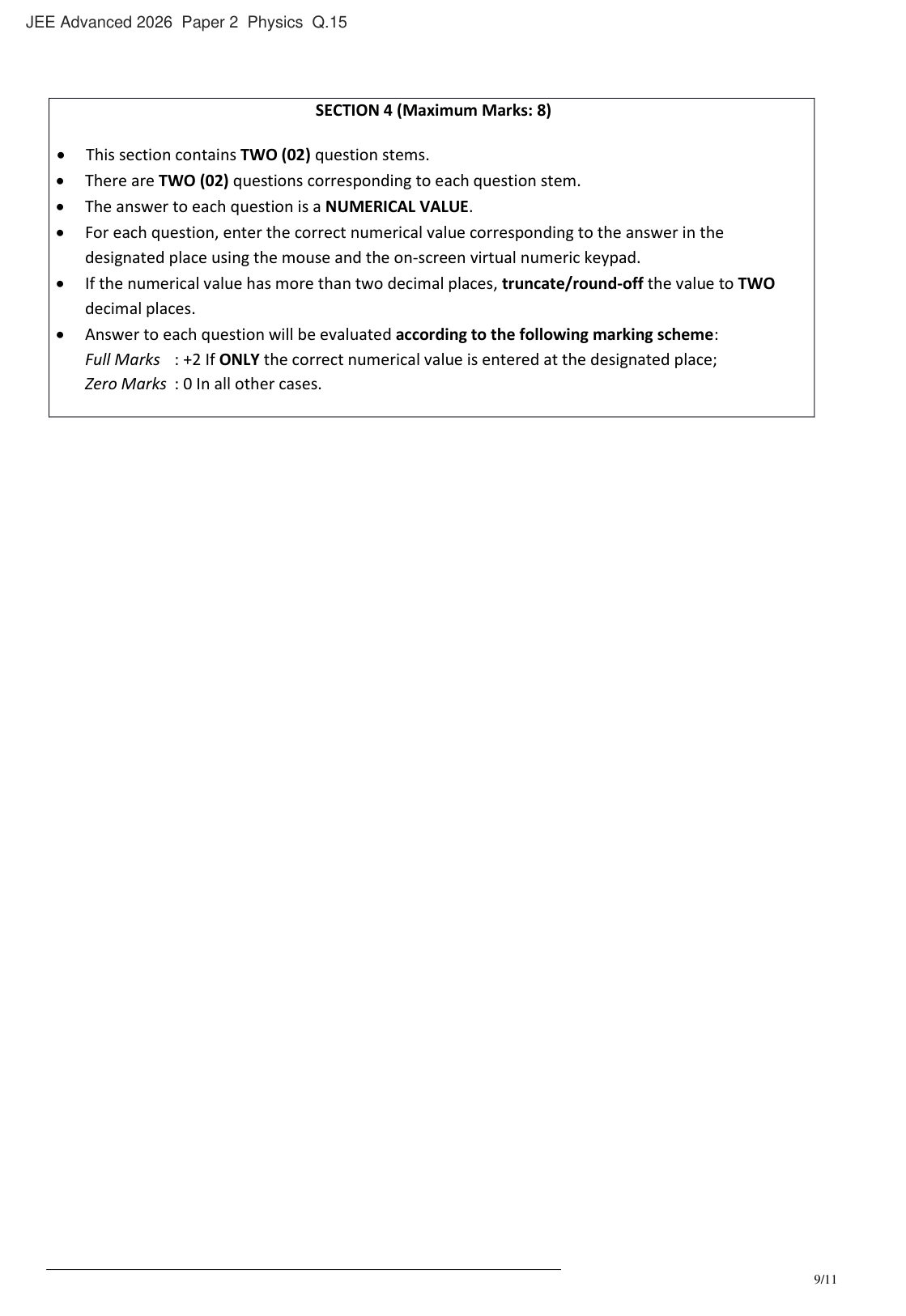 JEE Advanced 2026 Paper 2 Physics question 15, page 1