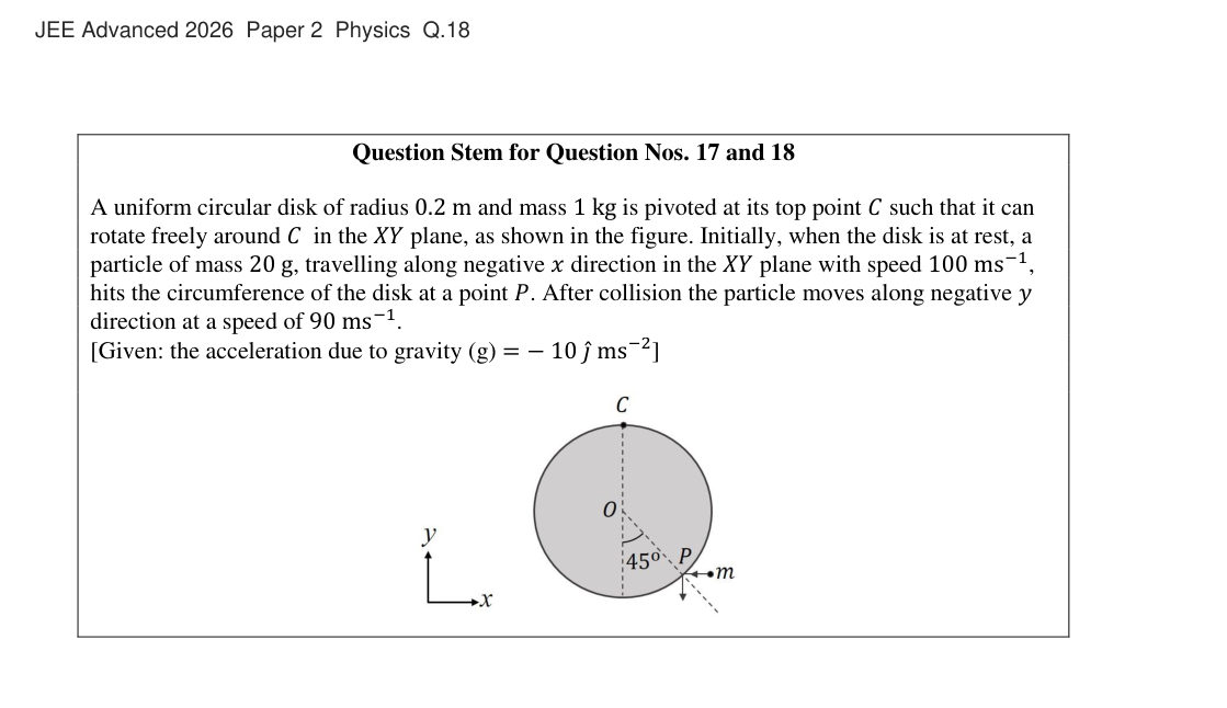 JEE Advanced 2026 Paper 2 Physics question 18, page 1