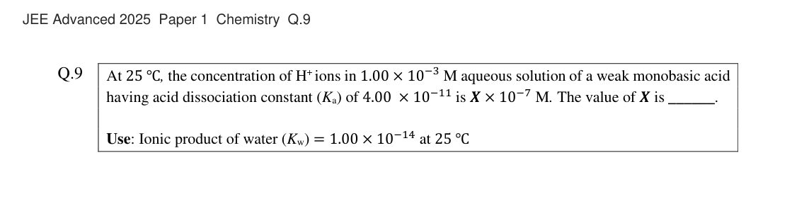 JEE Advanced 2025 Paper 1 Chemistry question 9