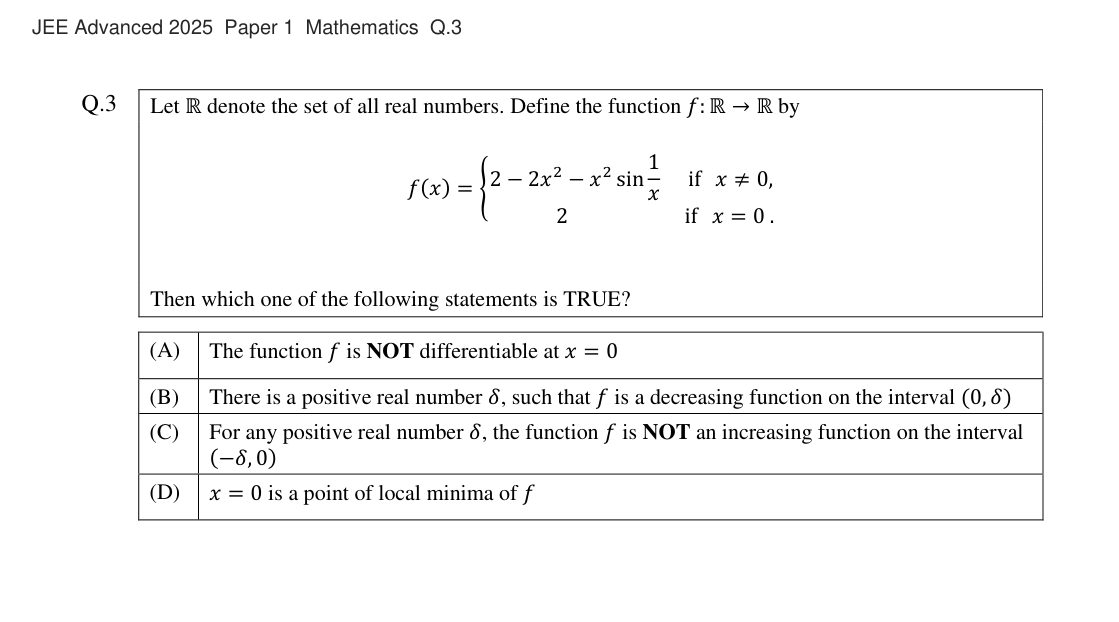 JEE Advanced 2025 Paper 1 Mathematics question 3