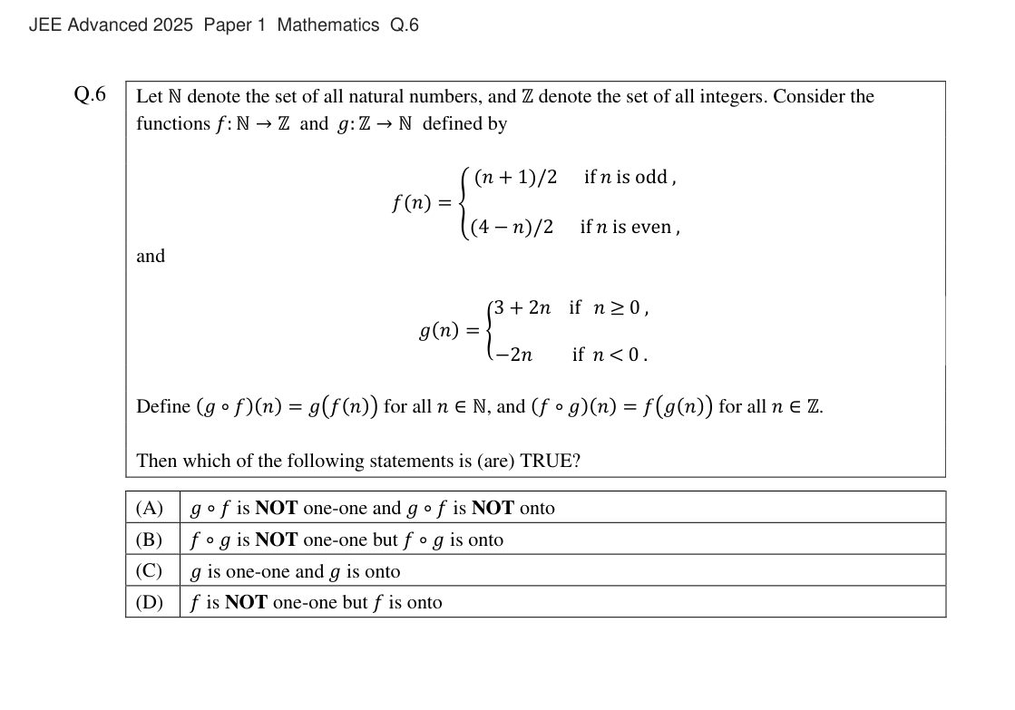 JEE Advanced 2025 Paper 1 Mathematics question 6