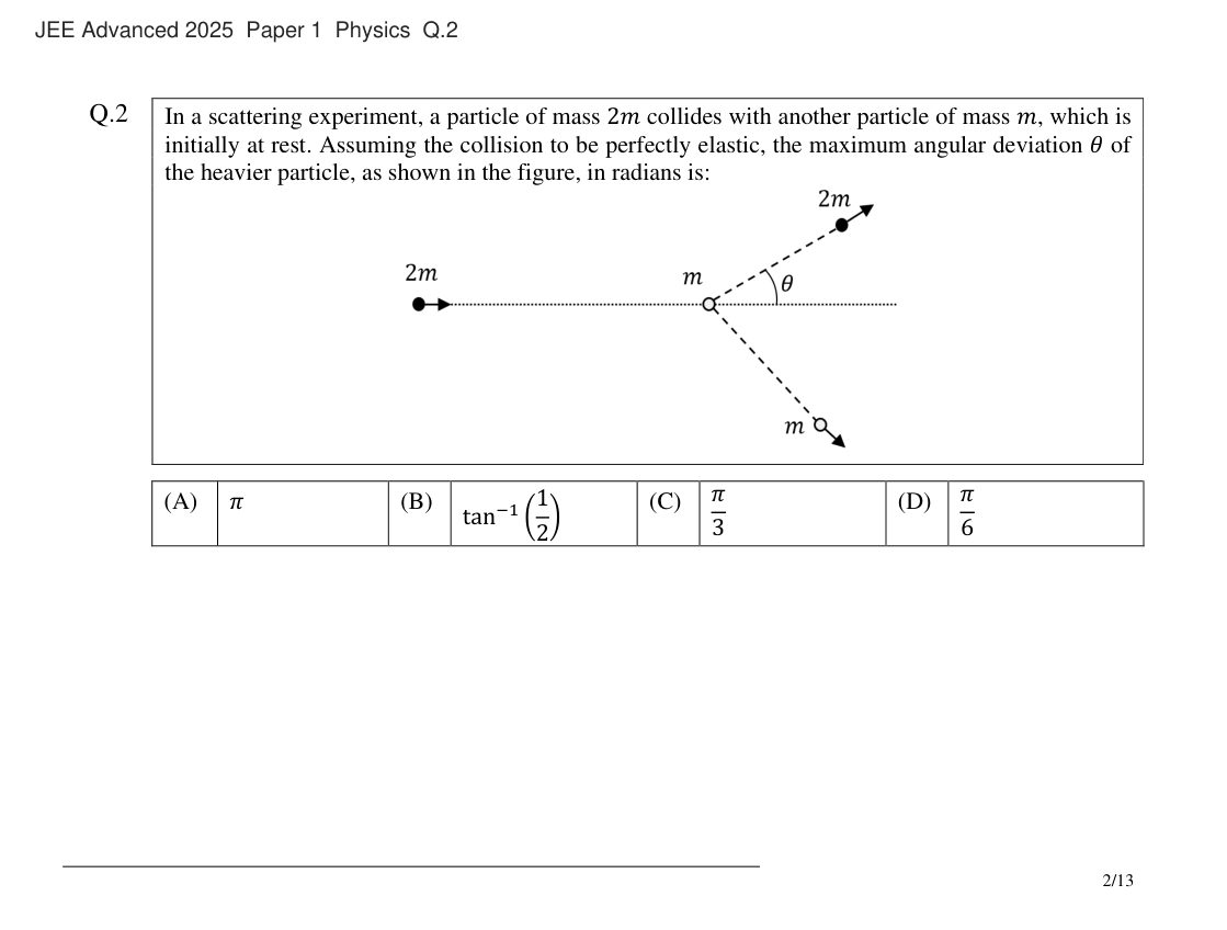 JEE Advanced 2025 Paper 1 Physics question 2