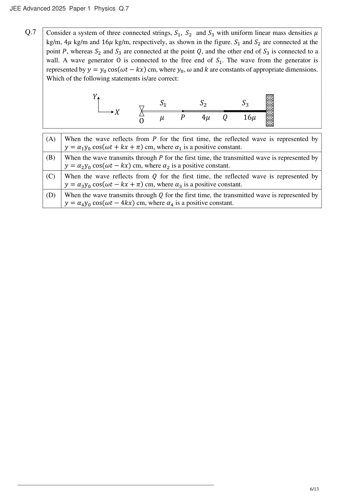 JEE Advanced 2025 Paper 1 Physics question 7, page 1