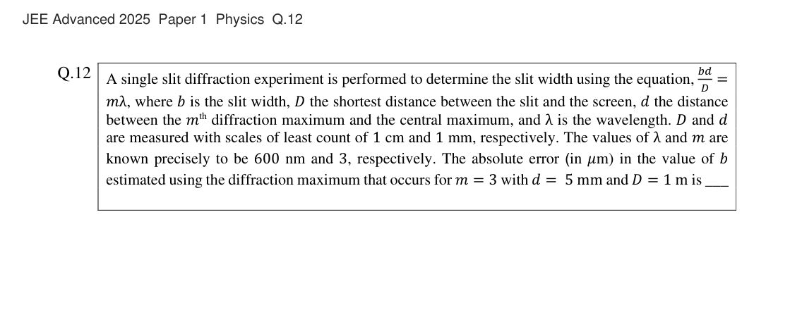JEE Advanced 2025 Paper 1 Physics question 12