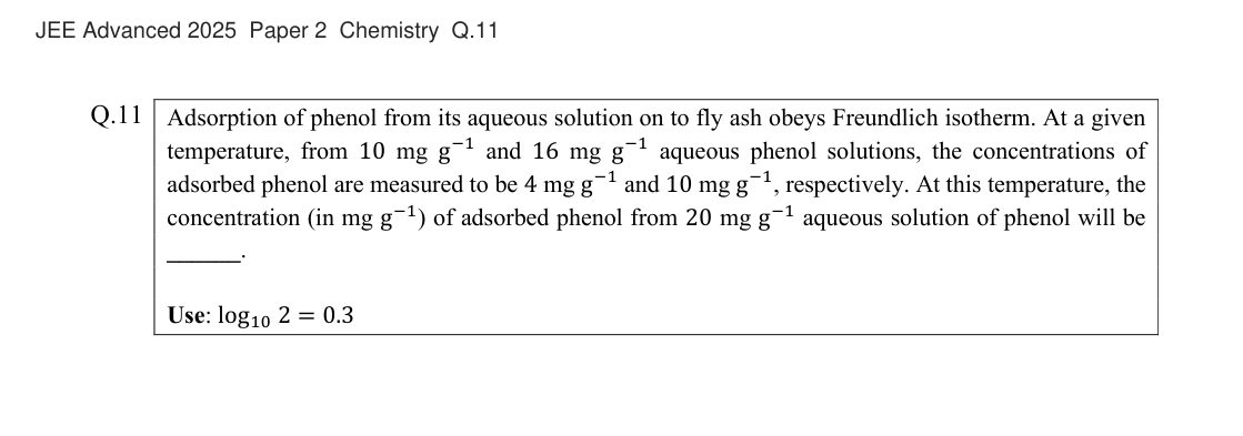 JEE Advanced 2025 Paper 2 Chemistry question 11