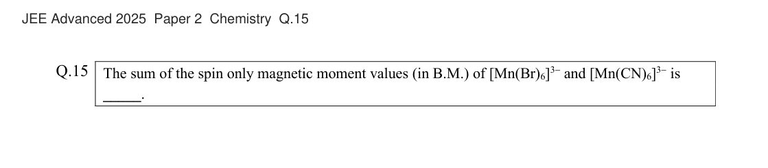 JEE Advanced 2025 Paper 2 Chemistry question 15