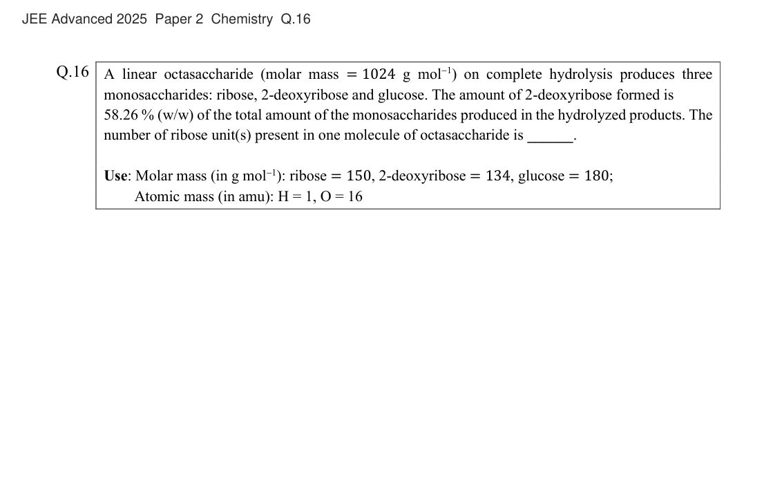 JEE Advanced 2025 Paper 2 Chemistry question 16