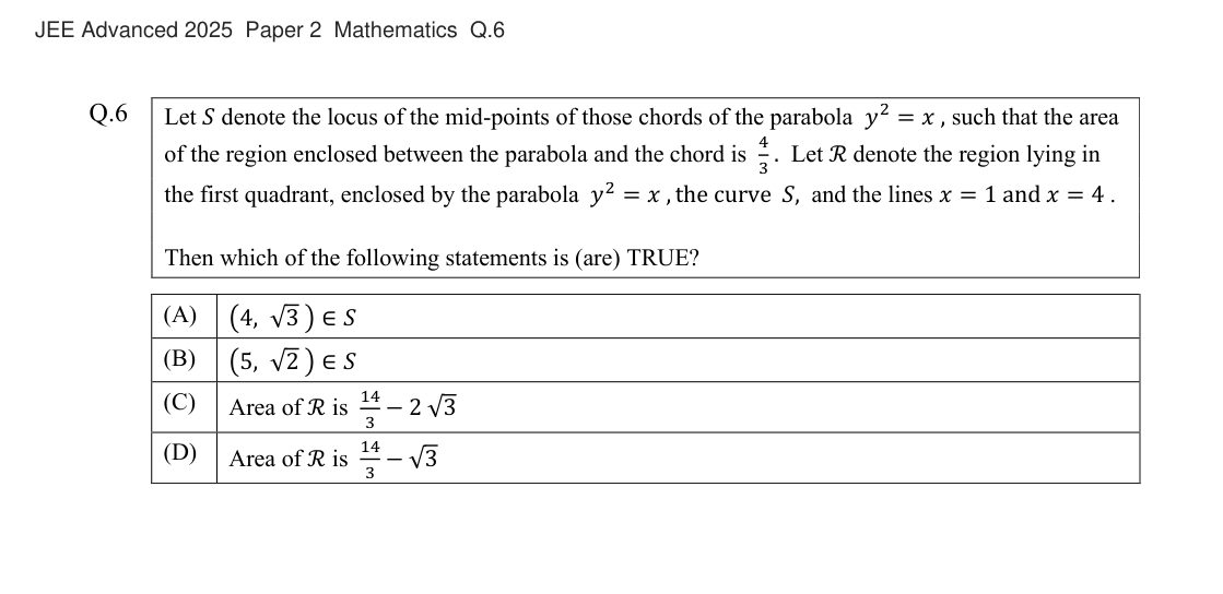 JEE Advanced 2025 Paper 2 Mathematics question 6