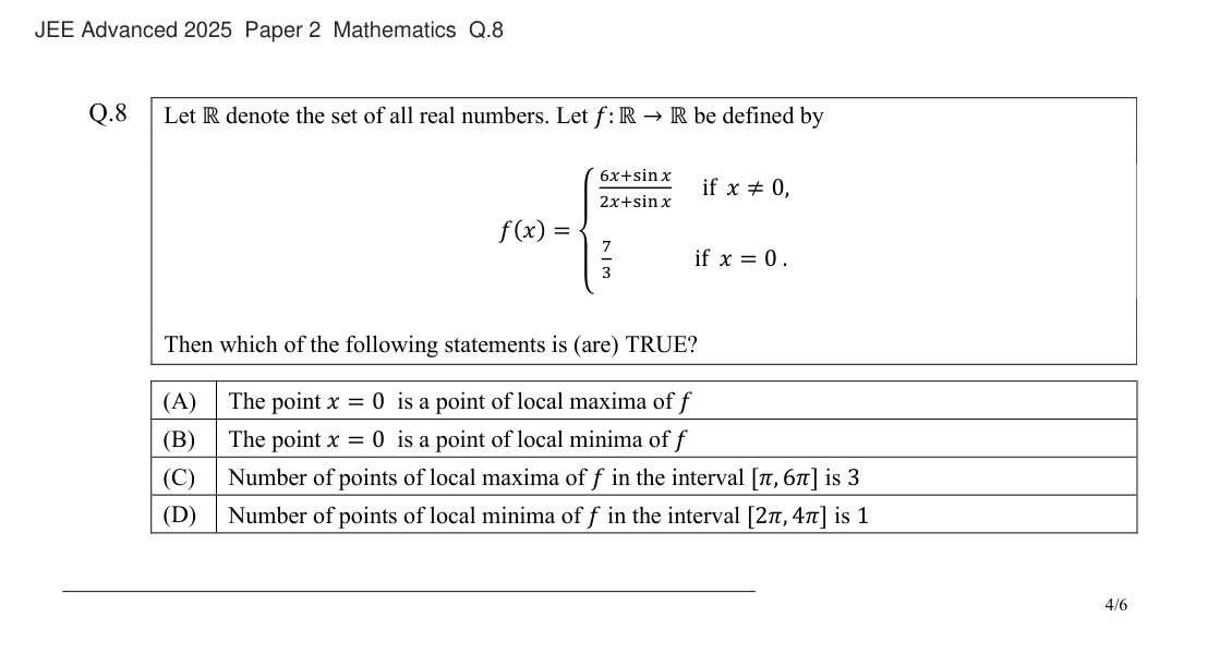 JEE Advanced 2025 Paper 2 Mathematics question 8