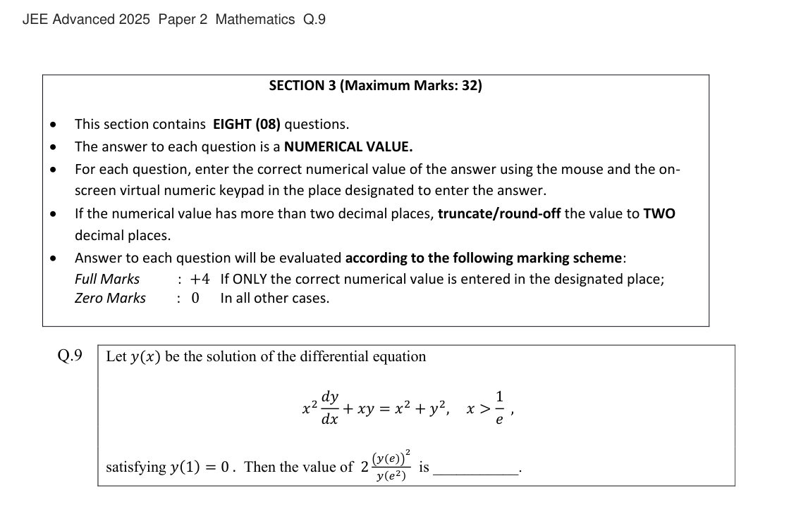 JEE Advanced 2025 Paper 2 Mathematics question 9
