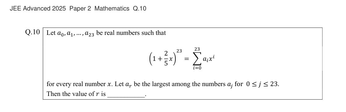 JEE Advanced 2025 Paper 2 Mathematics question 10