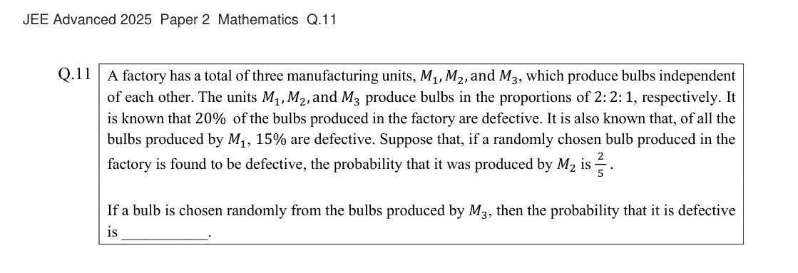 JEE Advanced 2025 Paper 2 Mathematics question 11