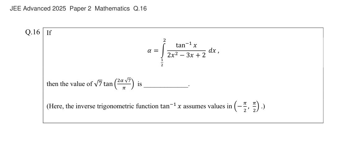 JEE Advanced 2025 Paper 2 Mathematics question 16