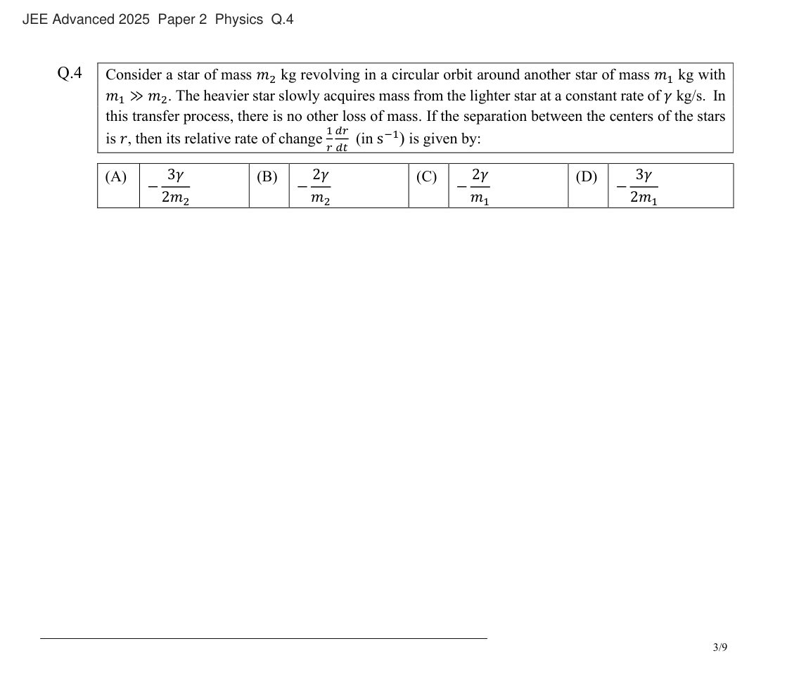 JEE Advanced 2025 Paper 2 Physics question 4
