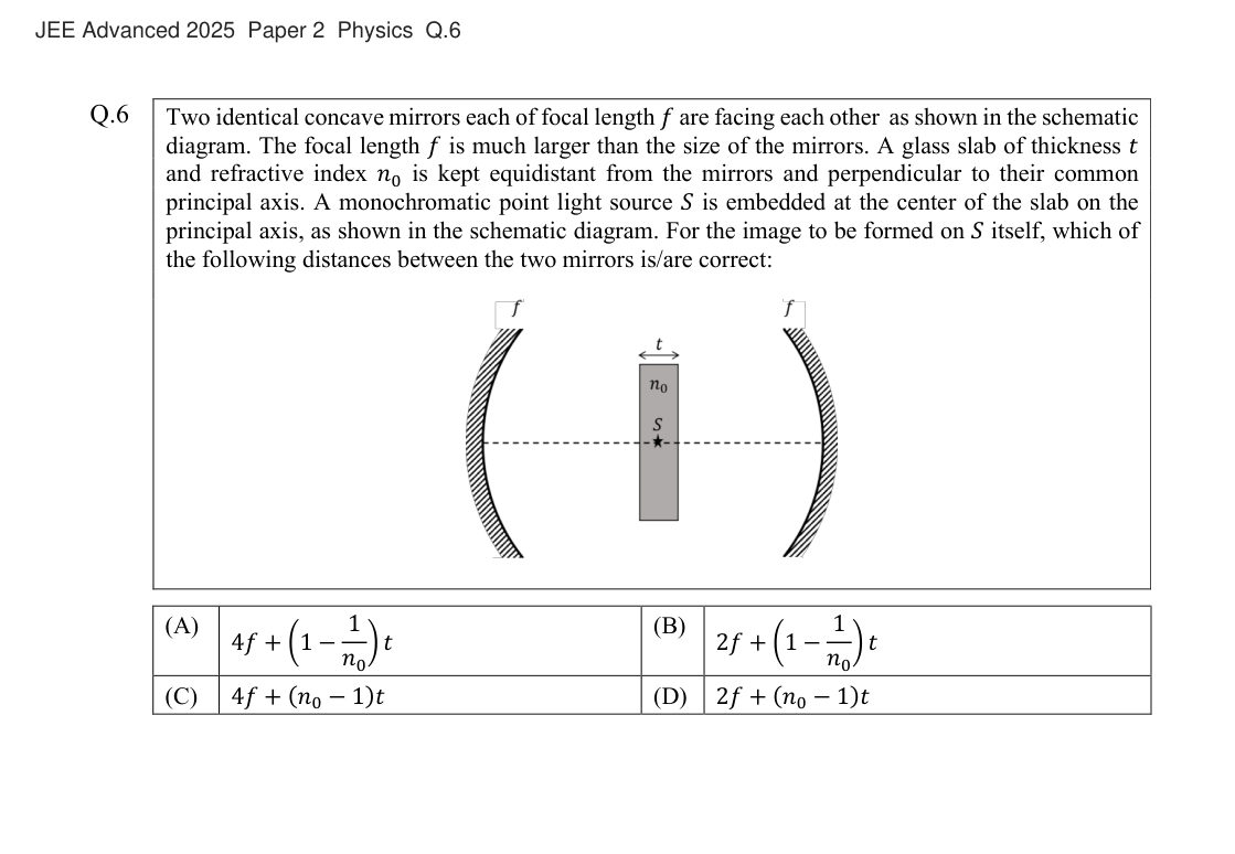 JEE Advanced 2025 Paper 2 Physics question 6