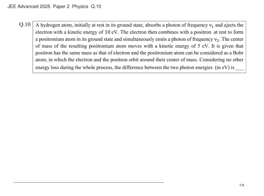 JEE Advanced 2025 Paper 2 Physics question 10