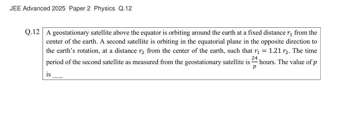 JEE Advanced 2025 Paper 2 Physics question 12