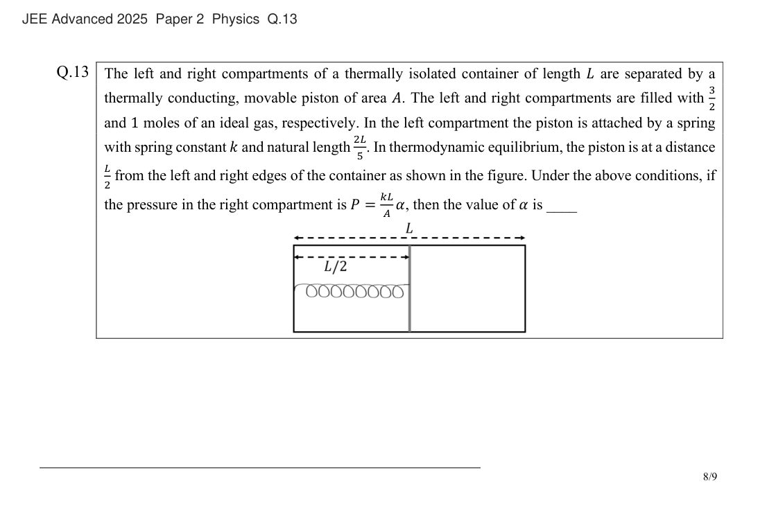 JEE Advanced 2025 Paper 2 Physics question 13, page 1